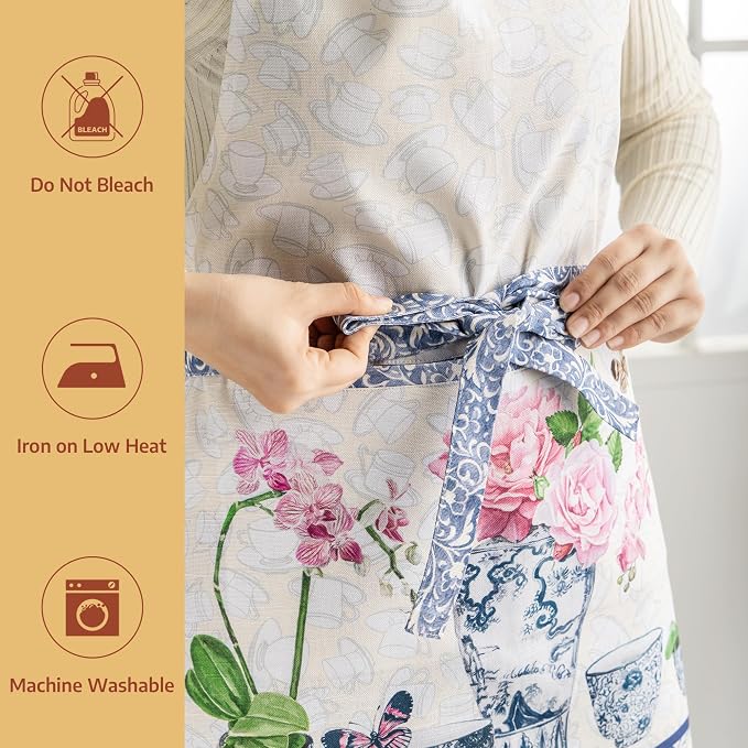 Maison d' Hermine 100% Cotton Apron for women with Pocket Kitchen Chef Apron for Men Cooking Spring Summer