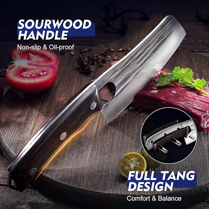 Topfeel 3PCS Butcher Knife Set Hand Forged chef knife Boning Knife, High Carbon Steel Meat Cutting Knives for Kitchen Camping BBQ…