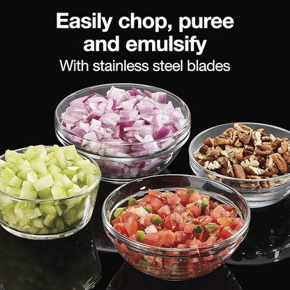 Proctor Silex Durable Electric Vegetable Chopper & Mini Food Processor with 2 Speeds for Chopping, Puree & Emulsify, 3.5 Cups, Silver