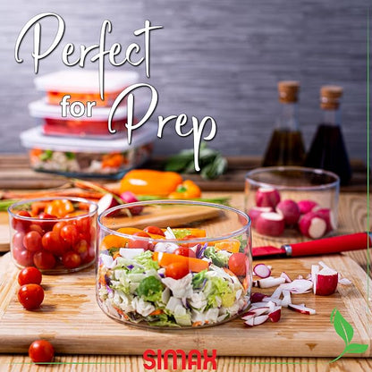 Simax Round Glass Containers With Lids: Airtight Borosilicate Meal Prep Containers 3 Pcs
