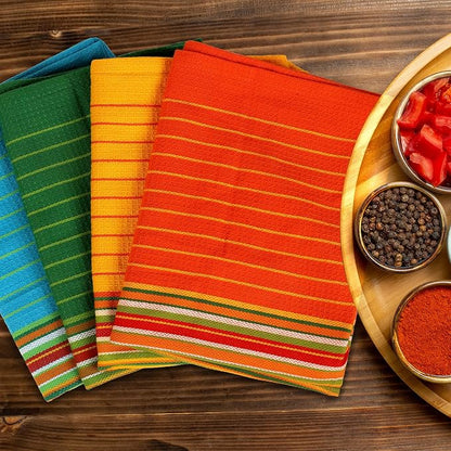 Urban Villa Kitchen Towels 100% Cotton Dish Towels for Kitchen(Set of 12)20”x30” Dish Cloths Highly Absorbent Kitchen Linen Set with Hanging Loop Perfect for Drying Dishes Cleaning Towels -Multi Color