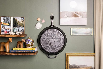 Lodge 12 Inch Cast Iron Skillet – Pre-Seasoned Frying Pan with Teardrop Handle – Oven, Stovetop, Grill & Campfire Use – Made in USA – Non-Toxic, Even-Heating Cookware – Maryland