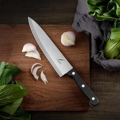 COKUMA Kitchen Knife, 3-Pcs Knife Set With Sheath, 8 Inch Chef Knife, 4.5 Inch Utility Knife, 4 Inch Paring Chef Knife, Stainless Steel, Black