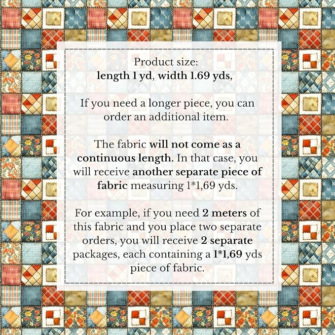 100% Cotton Fabric by the Yard – Turkish Quality Quilting & Sewing Fabric, 1 Yard x 1.69 Yards Wide, Patchwork Cotton for Crafts