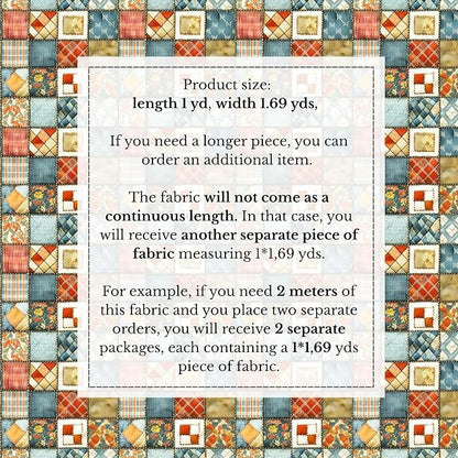 100% Cotton Fabric by the Yard – Turkish Quality Quilting & Sewing Fabric, 1 Yard x 1.69 Yards Wide, Patchwork Cotton for Crafts