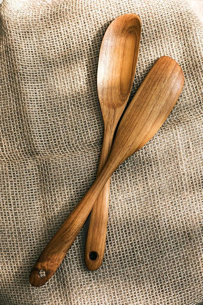 FAAY Jar Spoon, 12" Mixed Bowl Wooden Spoons for Cooking, Handmade Teak Wooden Spoon, Healthy Utensils, Suitable for Right Hand.