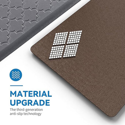 Kitchen Mat Cushioned Anti Fatigue for Floor, Non-Slip Waterproof Comfort Rug for Kitchen Sink, Standing Desk & Laundry, 17.3"x60", Grey