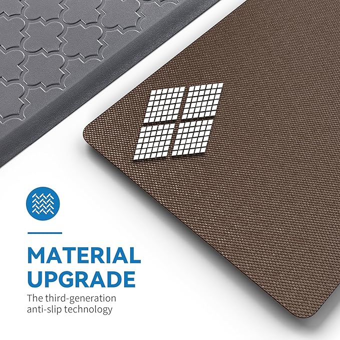 Kitchen Mat Cushioned Anti Fatigue for Floor, Non-Slip Waterproof Comfort Rug for Kitchen Sink, Standing Desk & Laundry, 20"x30", Grey