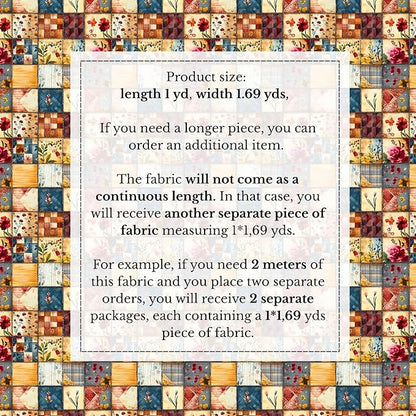 100% Cotton Fabric by the Yard – Turkish Quality Quilting & Sewing Fabric, 1 Yard x 1.69 Yards Wide, Patchwork Cotton for Crafts
