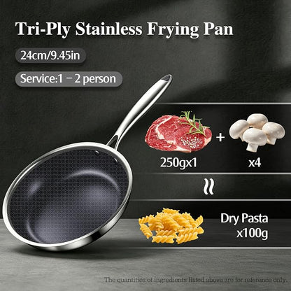 BRASA 3PCS pot and pan set,nonstick cookware set,stainless steel pan set,Ceramic coating,Compatible Gas,Induction Dishwasher safe (PFOS, PFOA Free) 3frying pan set