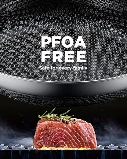 Non Stick Frying Pans, 8+10+12 inch with 2 Lid, Hybrid Frying Pans Set Nonstick,non stick Skillets Stainless Steel, Dishwasher & Oven-Safe, Induction Compatible Cooking Pan, PFOA Free Cookware