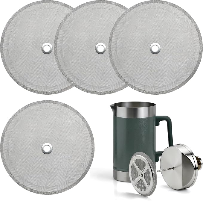 French Press Filter Compatible with Stanley French Press, 4 Pcs Reusable Stainless Steel Filter for Stanley Coffee Maker 48 oz