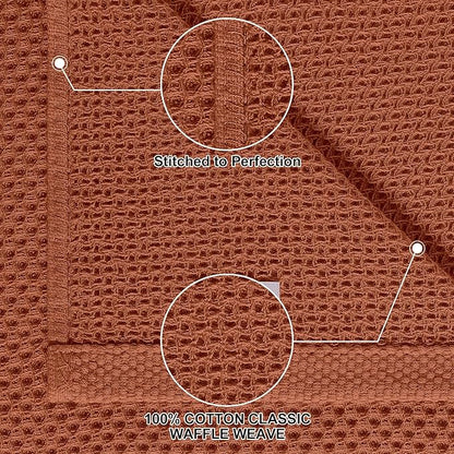 Homaxy 100% Cotton Kitchen Towels and Dishcloths Set, 12 x 12 Inches and 13 x 28 Inches, Set of 12 Bulk Kitchen Towels Set, Ultra Soft Absorbent Dish Cloths for Washing Dishes, Rust