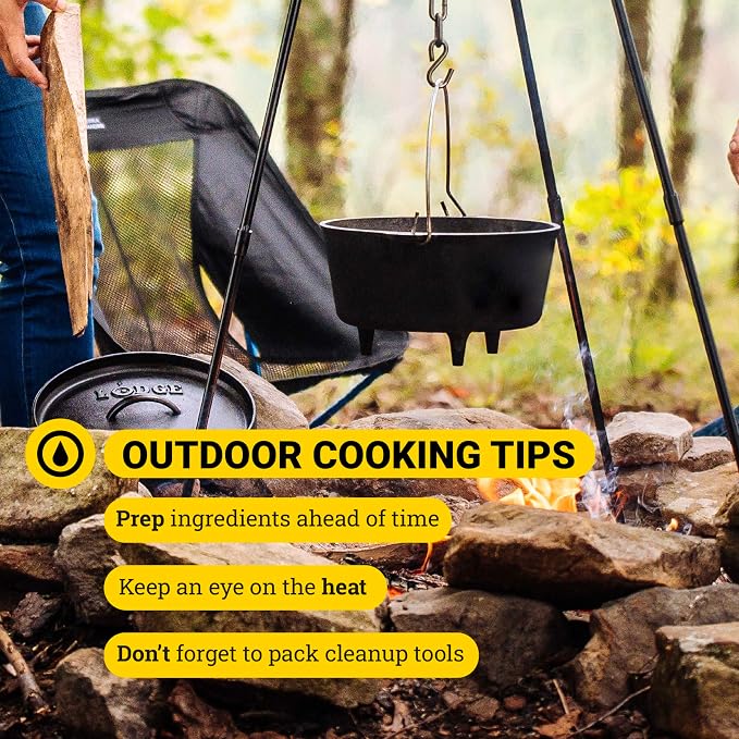 Lodge Seasoned Cast Iron Camp Dutch Oven with Lid - 6 Quart - Dual Handles - Seasoned Cast Iron Cookware with Steel Handle & Strong Lid for Heavy-Duty Camping Cookware - Boy Scouts of America