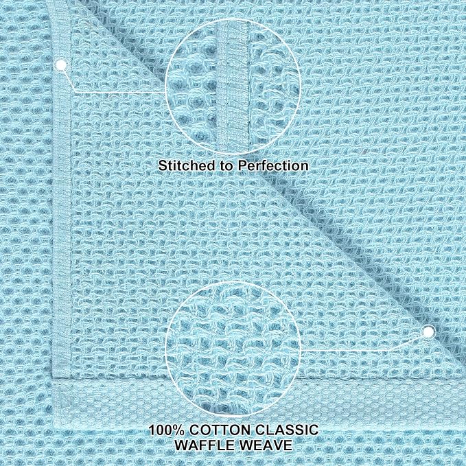 Homaxy 100% Cotton Kitchen Towels and Dishcloths Set, 12 x 12 Inches and 13 x 28 Inches, Set of 8 Bulk Kitchen Towels Set, Ultra Soft Absorbent Dish Cloths for Washing Dishes, Sky Blue