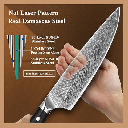 Damascus Chef Knife 8 inch, 67-Layer High Carbon Steel Kitchen Knife Ultra Sharp Japanese Chef Knives, Professional Kitchen Chef's Knife, with G10 Ergonomic Handle/Gift Box