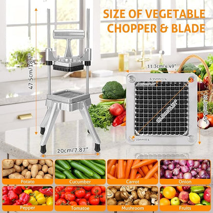 WICHEMI Commercial Vegetable & Fruit Chopper - Stainless Steel Dicer, Cutter for Onions, Potatoes, Peppers & Mushrooms (1/4")