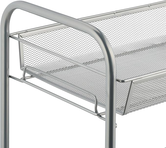Relaxdays Spice Rack, 2 Levels, Table Kitchen & Bathroom, Make-Up, Perfume, Metal Shelf, 44.5x48x27cm, Silver, Steel, 44.5 x 48 x 27 cm