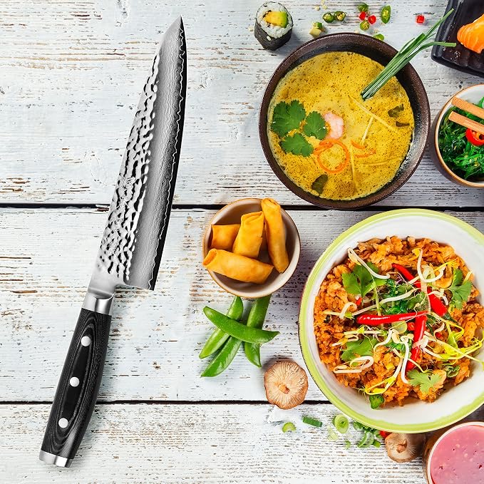 Enso Chef's Knife - Made in Japan - HD Series - VG10 Hammered Damascus Stainless Steel Gyuto - 8"