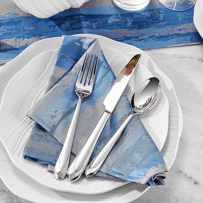 KEAWELL Premium Astra 8-Piece 8.3 inch Dinner Fork Set – 18/10 Stainless Steel Mirror-Finished Silverware with Diamond-Faceted Handles, Comfortable Grip and Dishwasher Safe (8, Dinner Forks)