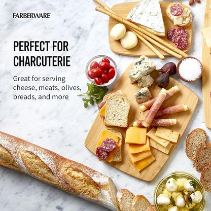 Farberware 4-Piece Bamboo Cutting Board Set - Reversible Boards for Chopping, Slicing, Charcuterie and Meal Prep - Kitchen Essential, Housewarming or Back-to-School Gift (Pack of 4)