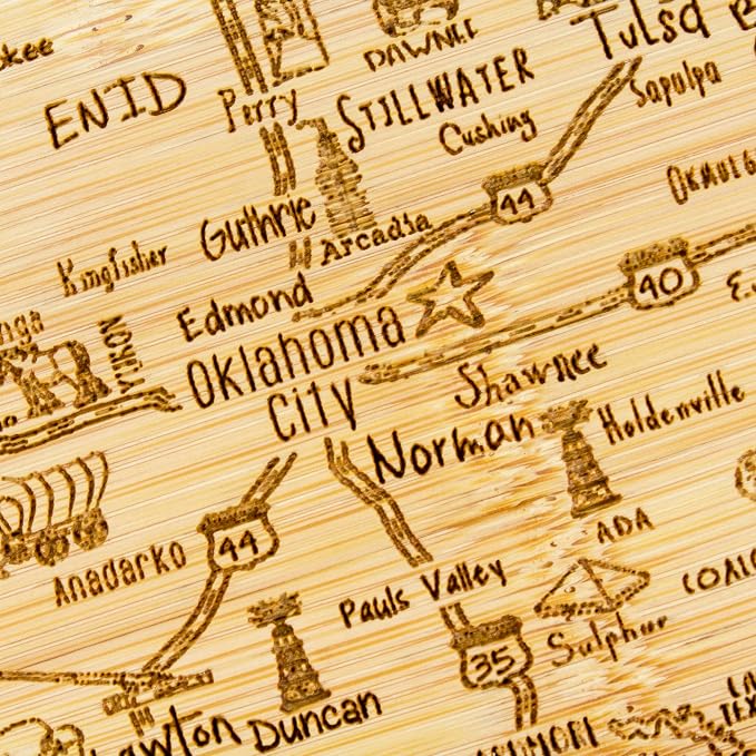 Totally Bamboo A Slice of Life Oklahoma State Serving and Cutting Board, 11" x 8.75"