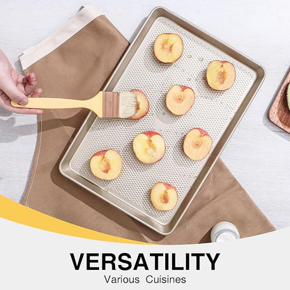 Quarter Sheet Baking Pan Nonstick - HONGBAKE Commercial Cookie Sheet for Baking with Diamond Texture Surface, 57% Thicker Carbon Steel 9 x 13 Baking pan