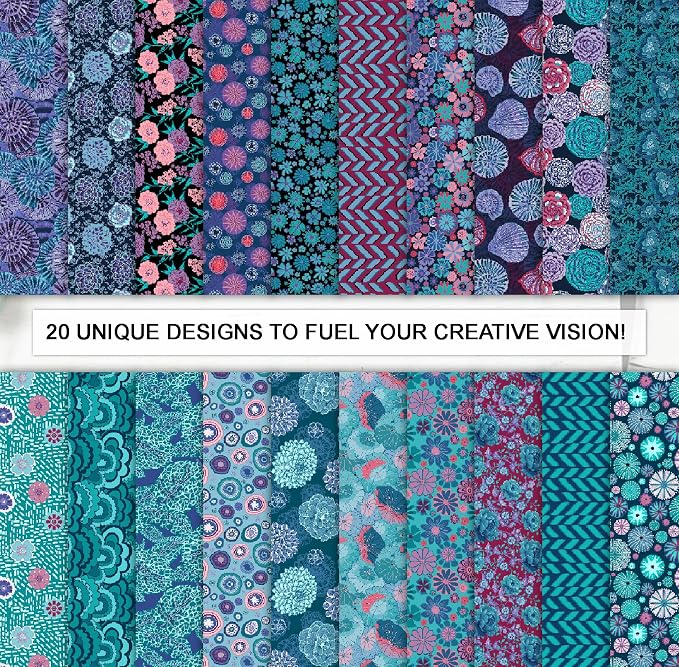 Soimoi 40 Pcs Cotton Fabric Squares Bundles Charm Packs for Quilting, Fat Quarter Layer Cakes, Precuts Quilt Squares 5 x 5 inches, DIY Fabric Bundle- Mystic Bloom Collection