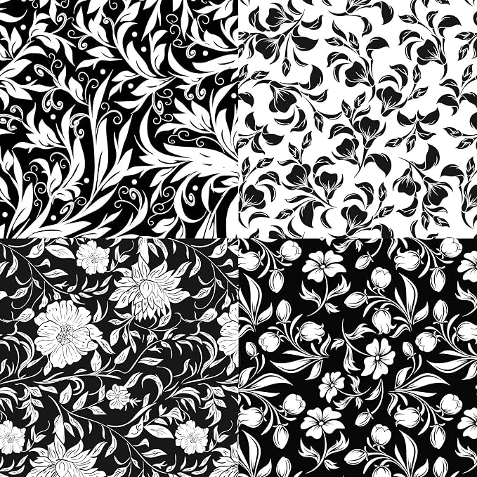 HANPATQUI 50PCS 5 x 5 inch 100% Cotton Fat Quarters Fabric for Sewing and Quilting Bundles Precut Fabric Square for DIY Craft Patchwork-Black and White