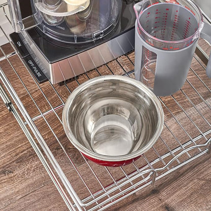 Rev-A-Shelf Steel Wire Pullout Drawer Organizer Shelf for Kitchen Cabinets, Slide Out Storage Basket, Min Opening Width of 17.5", 18" x 22", 5WB1-1822CR-1