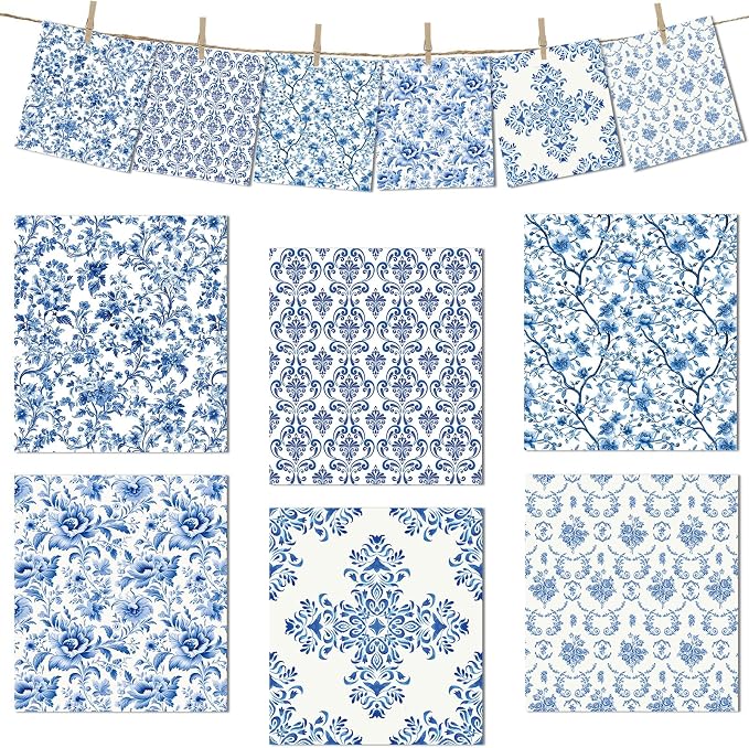 Blue Floral Swedish Dishcloths for Kitchen, 6 PCS Blue White Flower Reusable Dish Cloth, Absorbent Sponge Dish Towels for Kitchen Cooking Farmhouse Home Decoration Housewarming Gifts