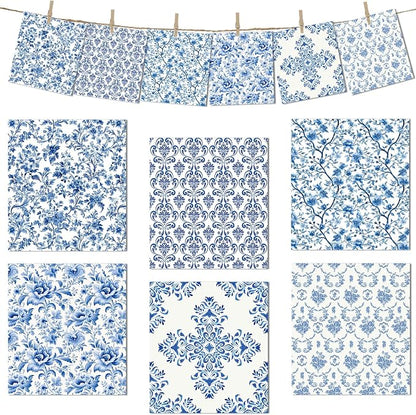 Blue Floral Swedish Dishcloths for Kitchen, 6 PCS Blue White Flower Reusable Dish Cloth, Absorbent Sponge Dish Towels for Kitchen Cooking Farmhouse Home Decoration Housewarming Gifts