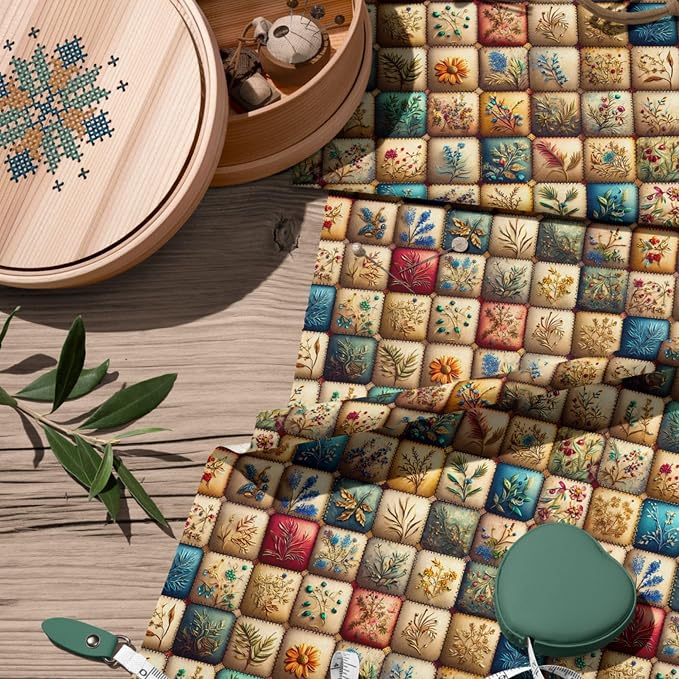 100% Cotton Fabric by the Yard – Turkish Quality Quilting & Sewing Fabric, 1 Yard x 1.69 Yards Wide, Patchwork Cotton for Crafts