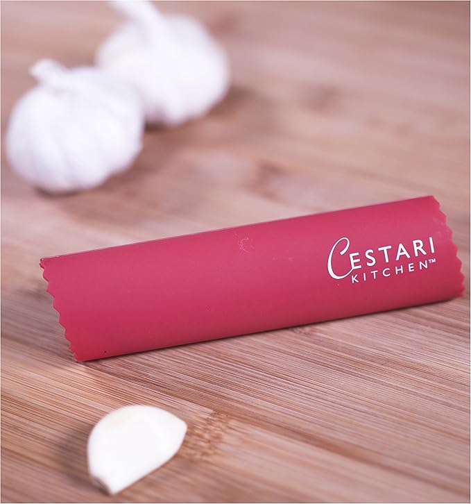 Cestari Silicone Garlic Peeler Roller Tube – Effortless Garlic Skin Remover for Home Cooks & Chefs – BPA-Free, Odor-Resistant, Dishwasher Safe Kitchen Tool – Fast, Mess-Free Prep – Red