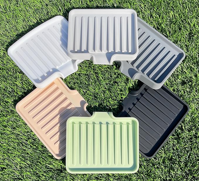 Silicone Soap Dish Tray and Sponge Holder with Drain Chute, Rectangular, Kitchen and Bathroom Sink Organizer (Pistachio, 5.2"x4" (Set of 2), 7.2 Ounces)