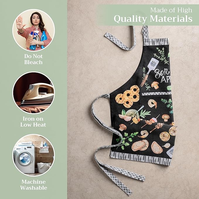 Maison d' Hermine 100% Cotton Apron for women with Pocket Kitchen Chef Apron for Men Cooking Spring Summer