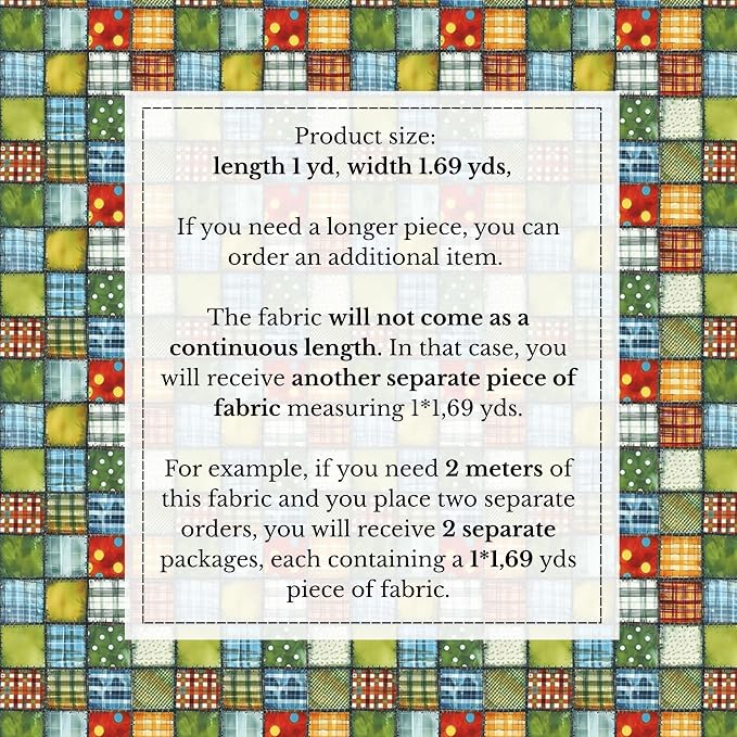 100% Cotton Fabric by the Yard – Turkish Quality Quilting & Sewing Fabric, 1 Yard x 1.69 Yards Wide, Patchwork Cotton for Crafts