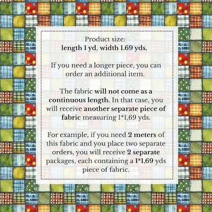 100% Cotton Fabric by the Yard – Turkish Quality Quilting & Sewing Fabric, 1 Yard x 1.69 Yards Wide, Patchwork Cotton for Crafts