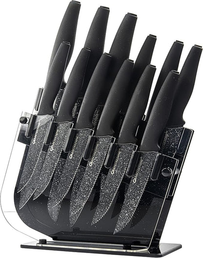 Nutriblade Knife Set by Granitestone, 13 Pieces High-Grade Stainless Steel Blade Chef Kitchen Knives Set with Acrylic Block Includes 6-piece Kitchen Knife plus 6-piece Fully Serrated Steak Knife