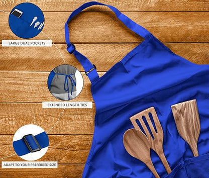 Utopia Kitchen 10 Pack Bib Apron Adjustable with 2 Pockets, Water and Oil Resistant, Cooking Kitchen Chef Apron for Women Men