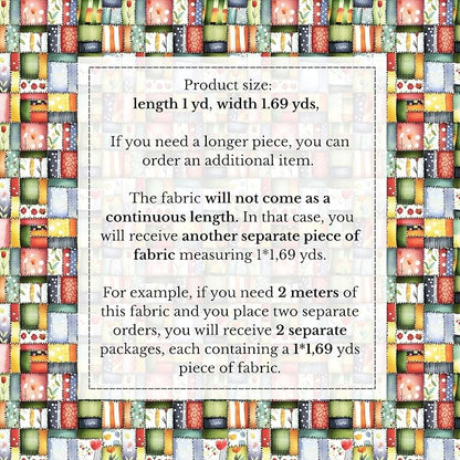 100% Cotton Fabric by the Yard – Turkish Quality Quilting & Sewing Fabric, 1 Yard x 1.69 Yards Wide, Patchwork Cotton for Crafts