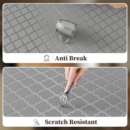 Arenarug Upgrade Scalloped Embossed Kitchen Mats for Floor 2PCS Cushioned Anti Fatigue Waterproof Foam Kitchen Rugs Non Slip Washable Comfort Standing Mat for Office Sink Laundry, Gray