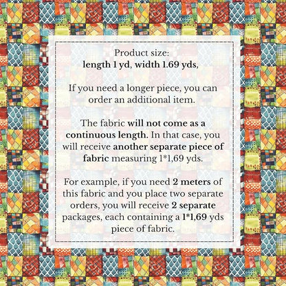 100% Cotton Fabric by the Yard – Turkish Quality Quilting & Sewing Fabric, 1 Yard x 1.69 Yards Wide, Patchwork Cotton for Crafts