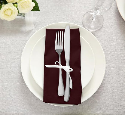 Utopia Kitchen Burgundy Cloth Napkins [12 Pack, 18x18 Inch] Absorbent Cotton Blend Washable and Reusable for Dinner, Restaurant, Lunch, Wedding and Hotel