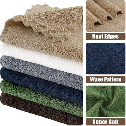 Kitinjoy 24 Pack Kitchen Dish Cloths, Super Soft and Absorbent Coral Velvet Dish Towels (10 x 10 Inches, White/Tan/Grey/Navy Blue/Brown/Grass Green)