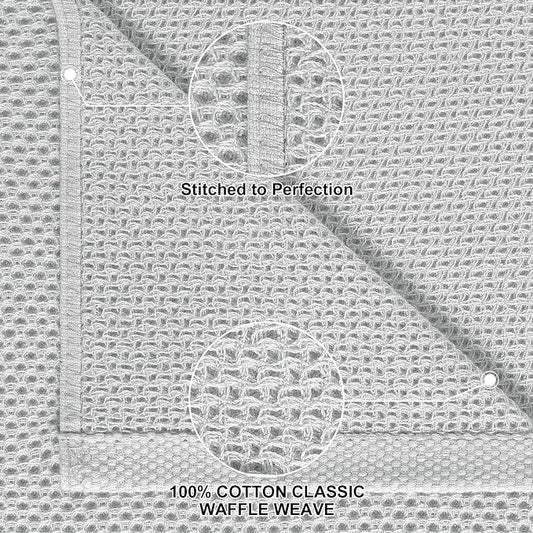 Homaxy 100% Cotton Kitchen Towels and Dishcloths Set, 12 x 12 Inches and 13 x 28 Inches, Set of 16 Bulk Kitchen Towels Set, Ultra Soft Absorbent Dish Cloths for Washing Dishes, Light Gray