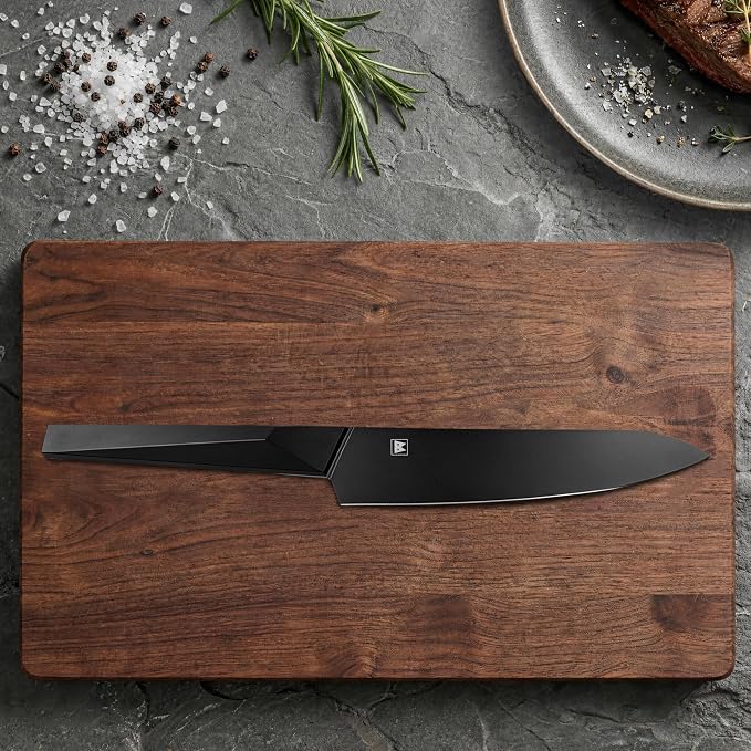 7 Inch Japanese Chef Knife, Made in Japan, High Carbon Molybdenum Stainless Steel Gyuto Knife with Black Non-stick Coating, Kitchen Knife for Vegetable & Meat Cutting, Men's Gift