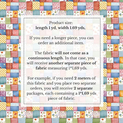 100% Cotton Fabric by the Yard – Turkish Quality Quilting & Sewing Fabric, 1 Yard x 1.69 Yards Wide, Patchwork Cotton for Crafts