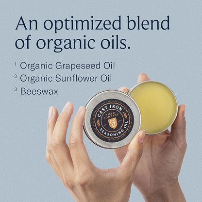 Cast Iron Seasoning Oil – Organic Grapeseed, Sunflower & Beeswax Blend for Conditioning & Restoring Cookware by Field Company
