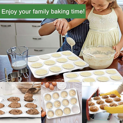 Herogo 3 Pack 12-Cup Stainless Steel Muffin Pan Tin for Making Egg Muffin Quiches, Metal Nonstick Cupcake Tray Set for Baking, Mini Brownie, Regular Size & Easy Clean, Oven & Dishwasher Safe